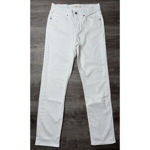 Levi’s Women’s Classic Straight Size 28x28 Jeans Solid White Frayed Hem